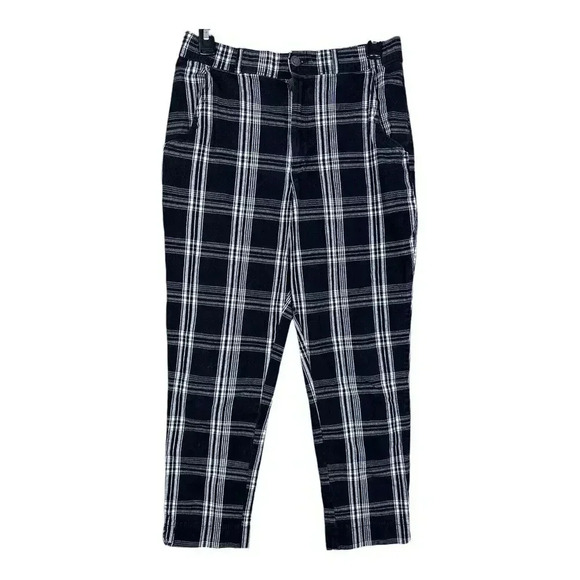 Hollister Black Gray Plaid Ultra High-Rise Pants Size Womens Medium Ankle Pants - Picture 1 of 9